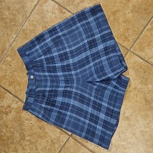 Lauren Ralph Lauren Pleated, Cuffed, Plaid Linen Shorts
